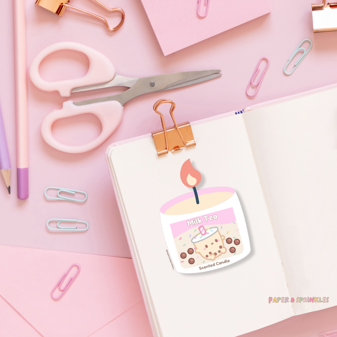Milk Tea candle Vinyl Sticker