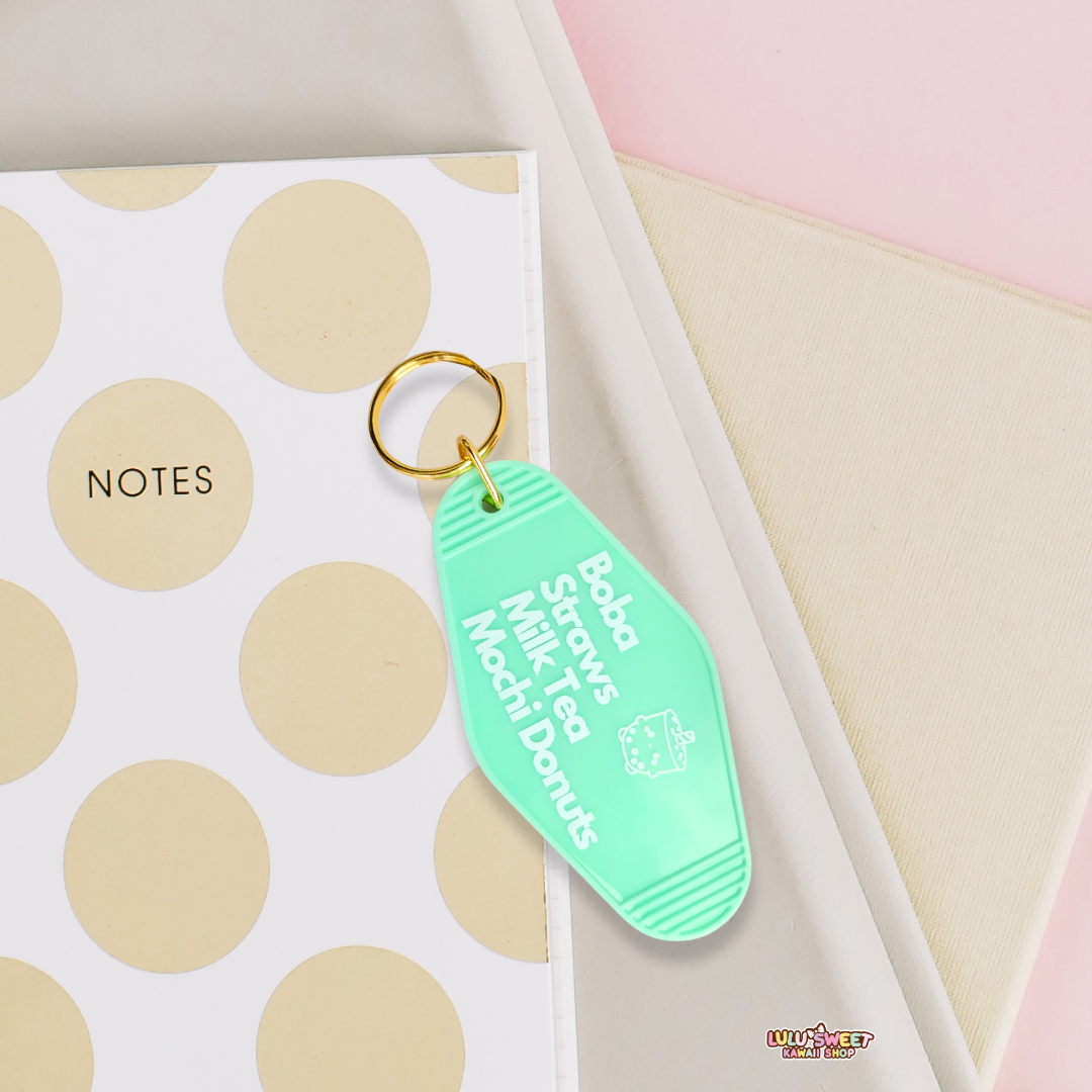 Coffee, Cafes, Croissants, & Weekends Motel Keychain