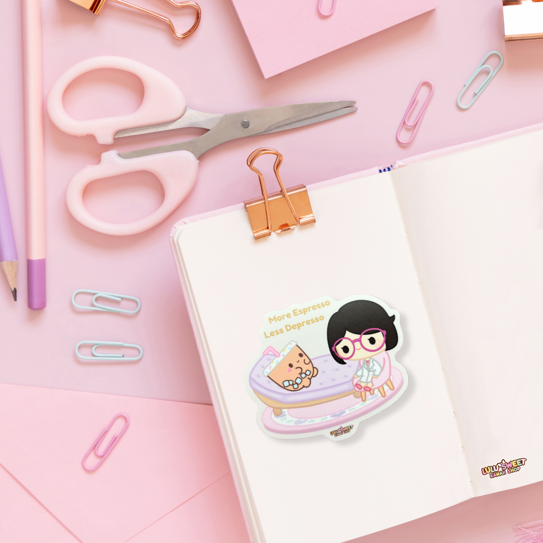 More Espresso, Less Depresso Vinyl Sticker