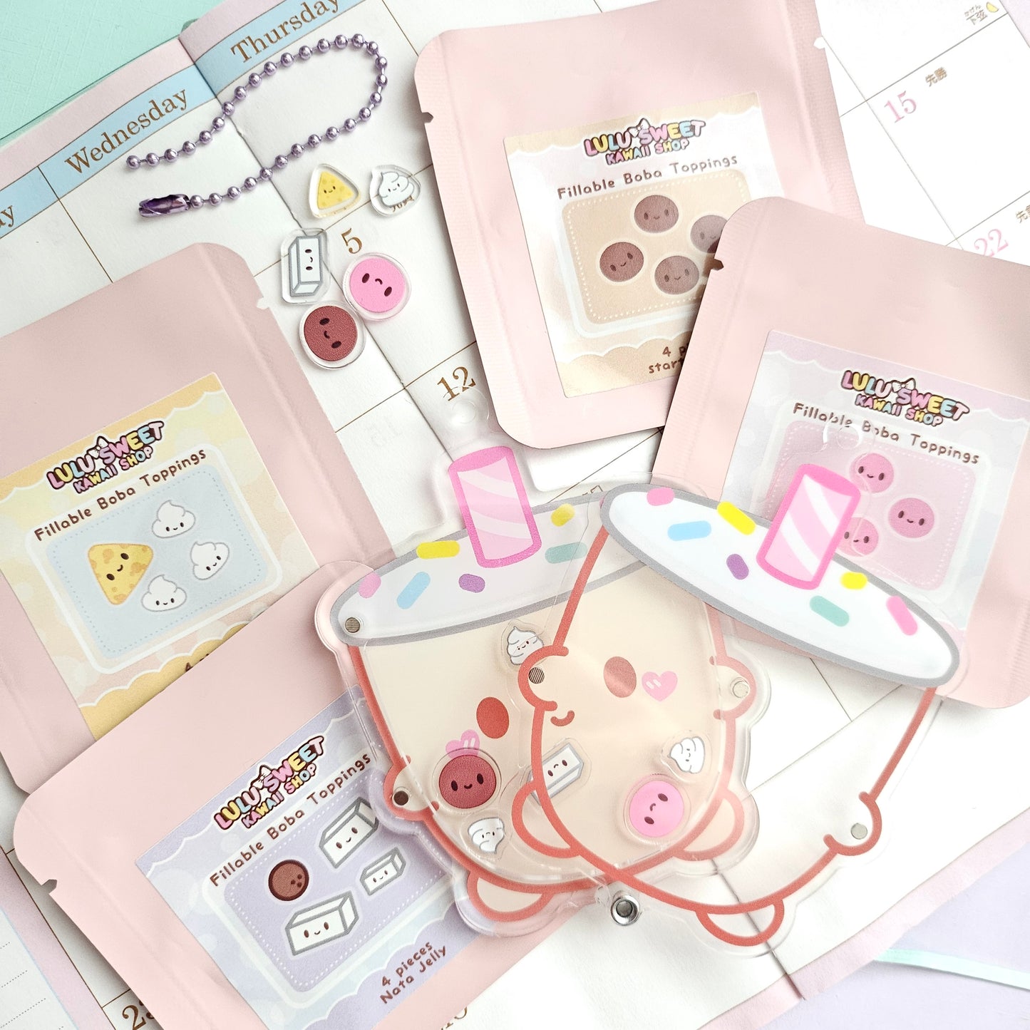 Refillable Boba/Milky Shaker Keychain
