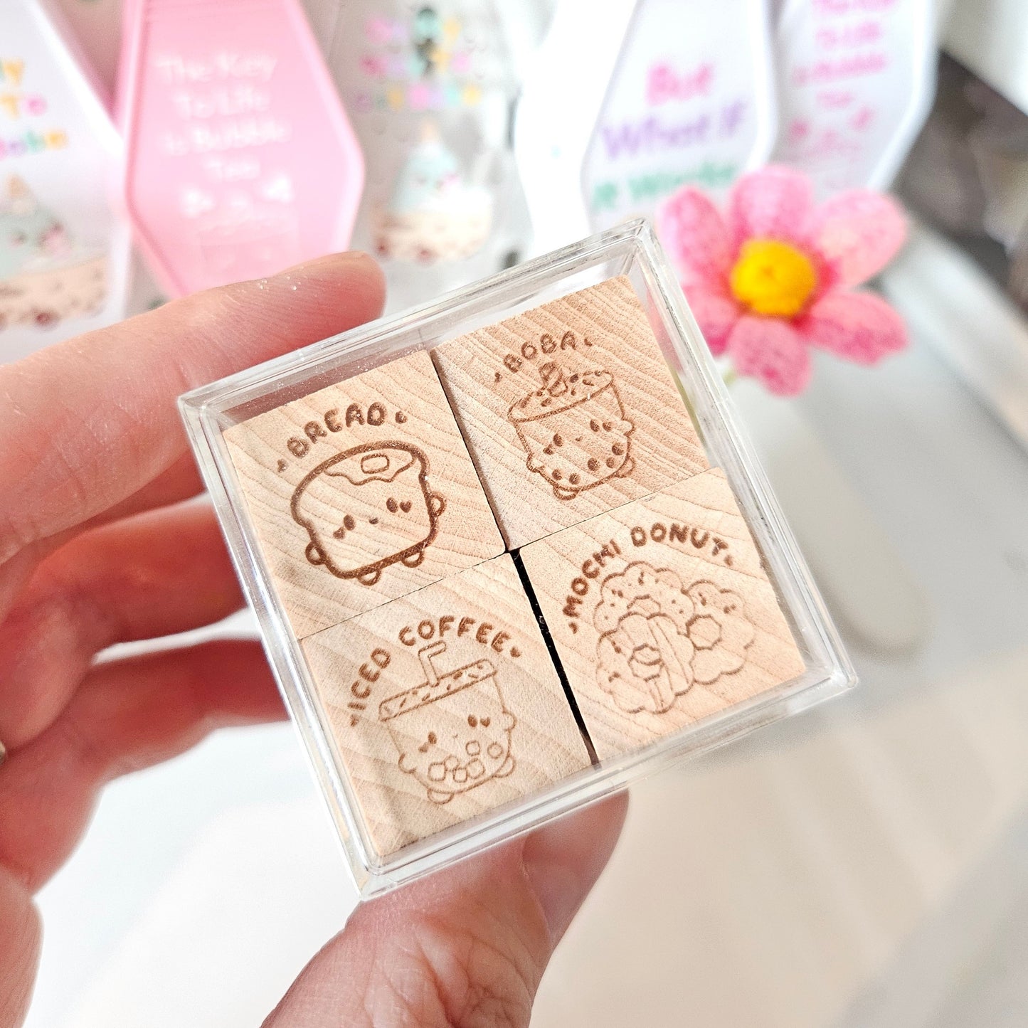 Mini cafe stationery stamp set