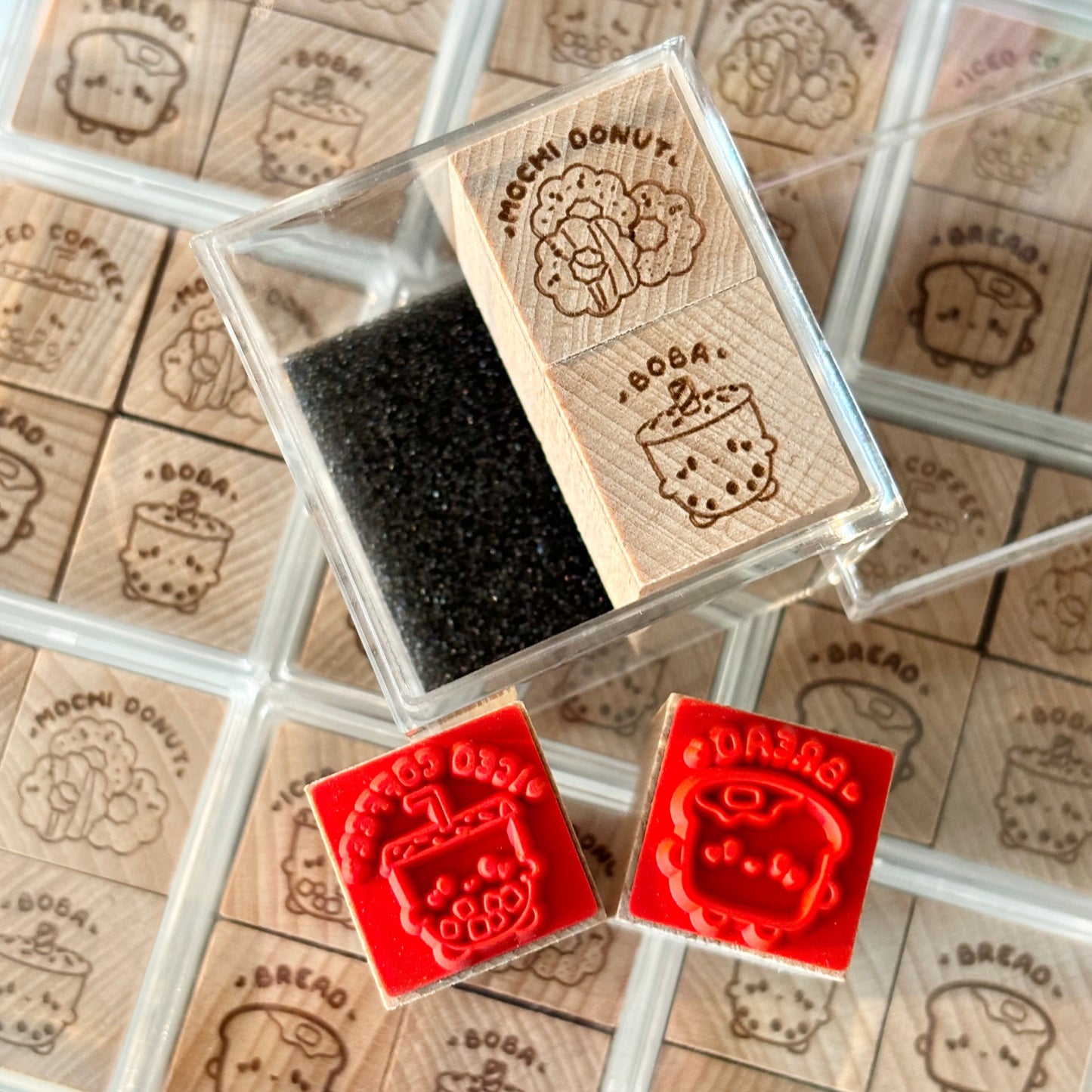 Mini cafe stationery stamp set