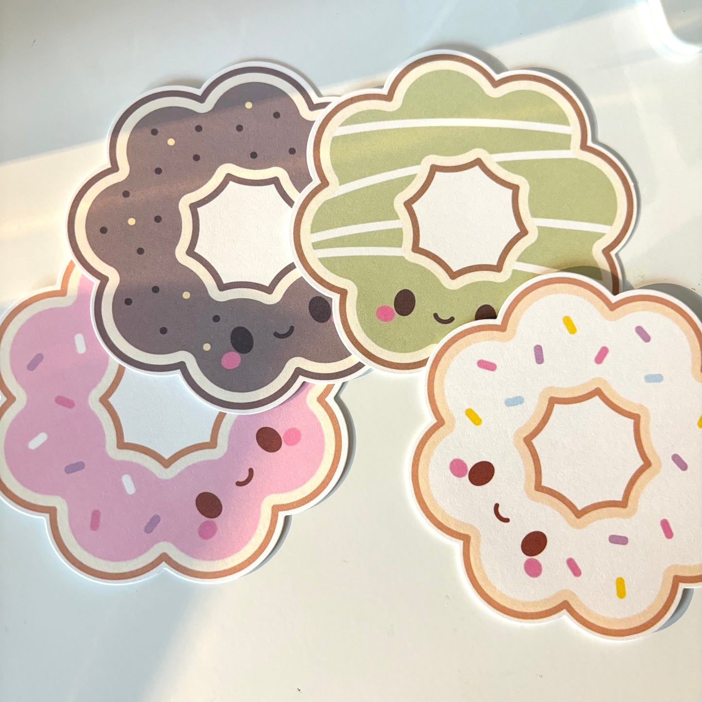 Mochi donut die cut flat note card set