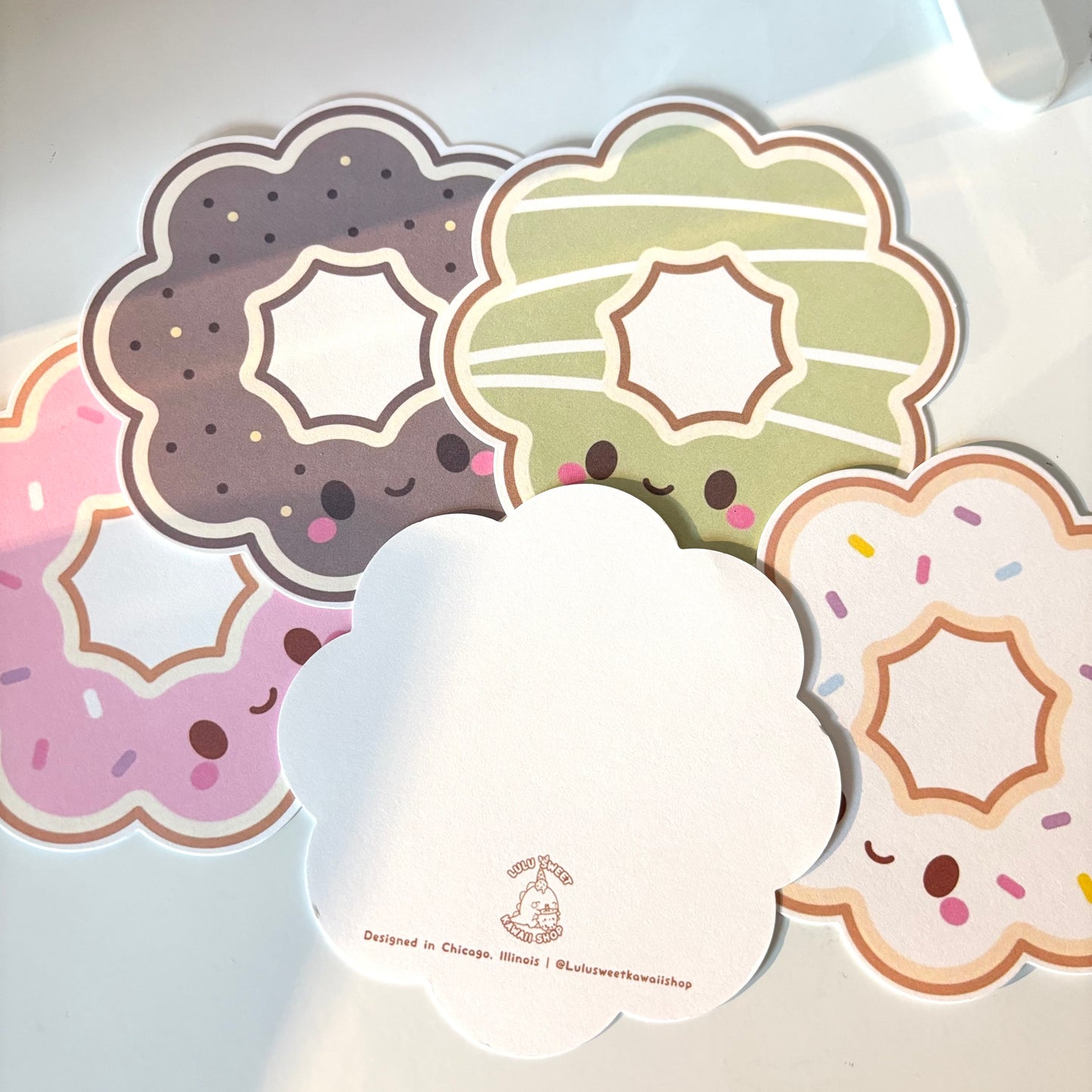 Mochi donut die cut flat note card set