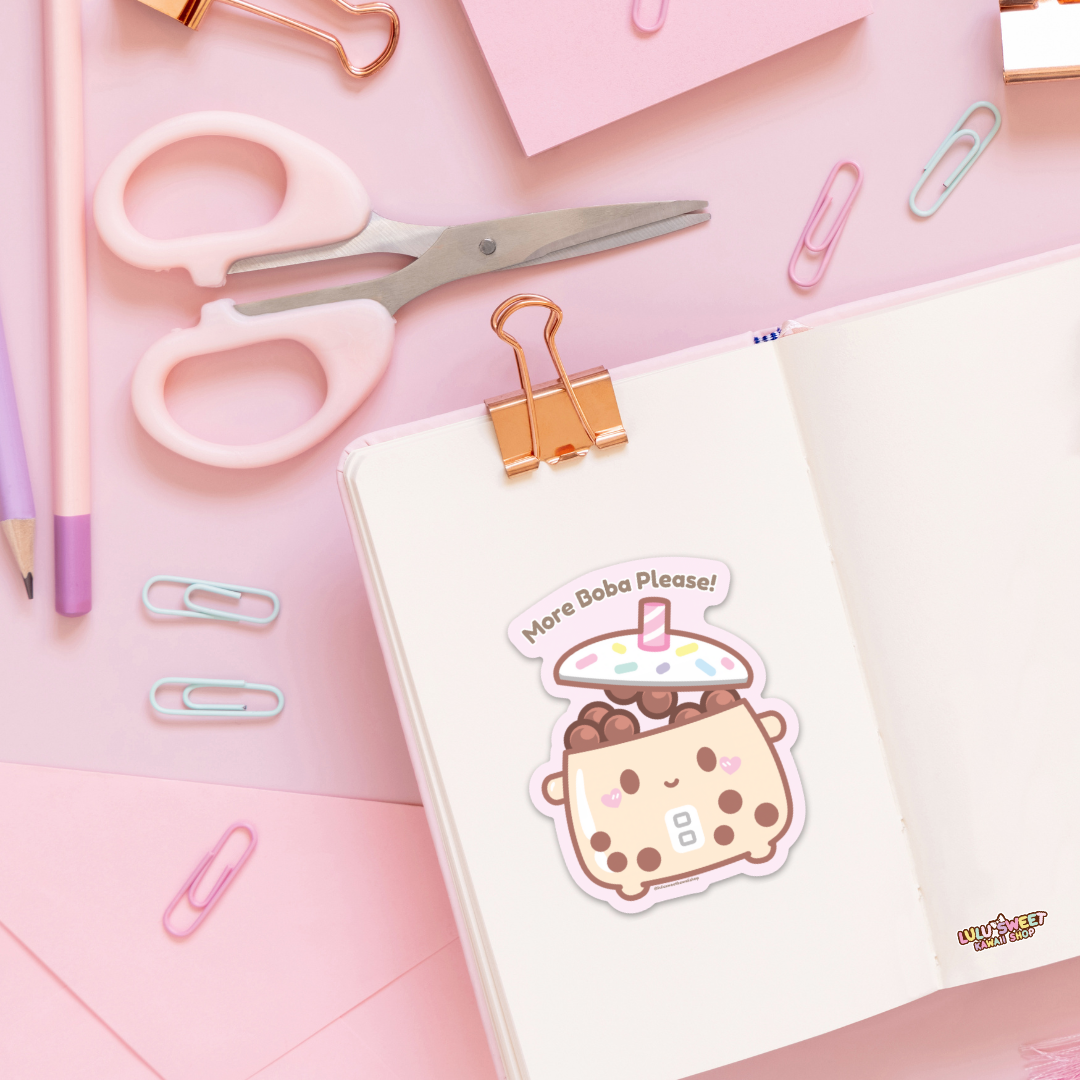 More Boba Please Vinyl and Die Cut Sticker