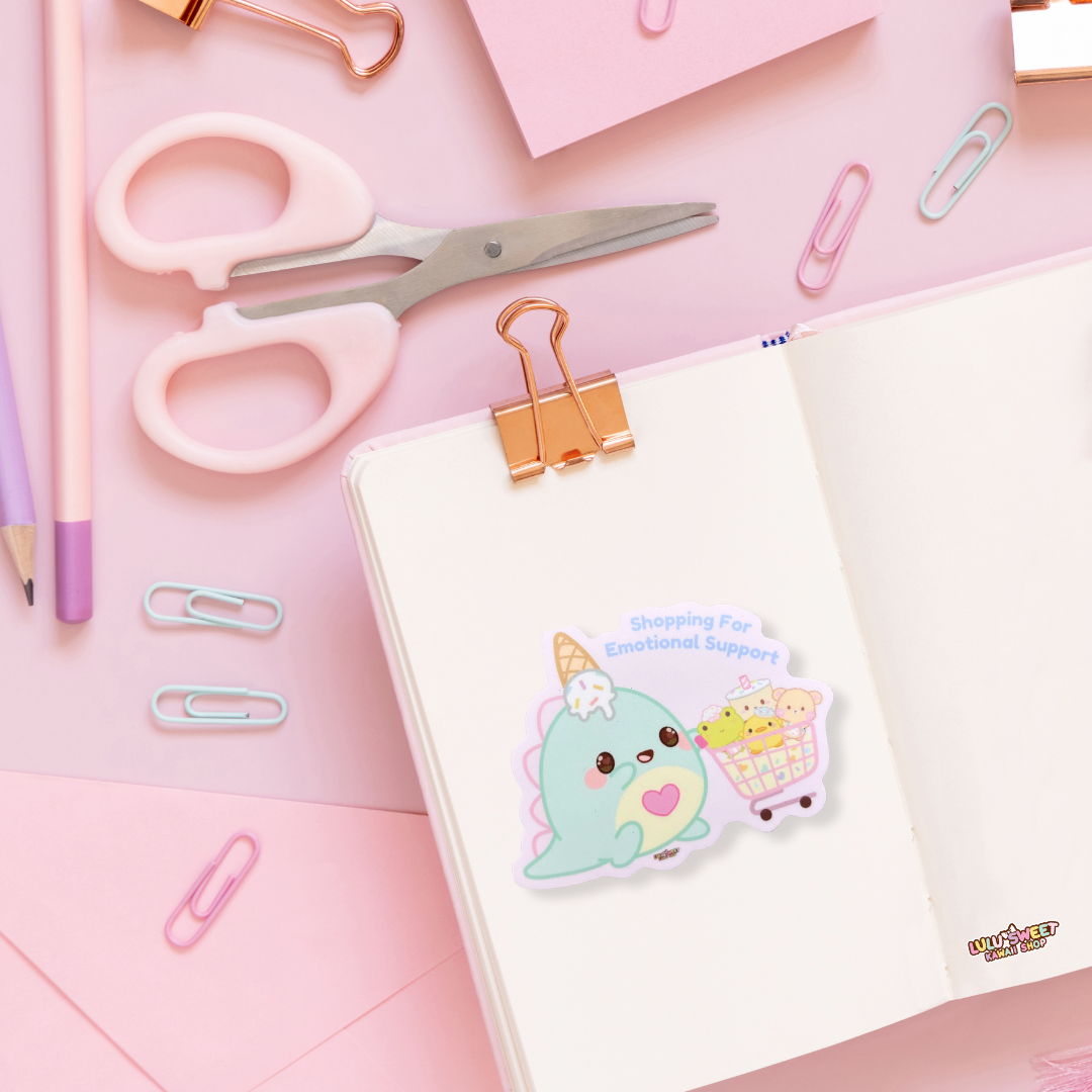Shopping for emotional support Kawaii Vinyl Sticker