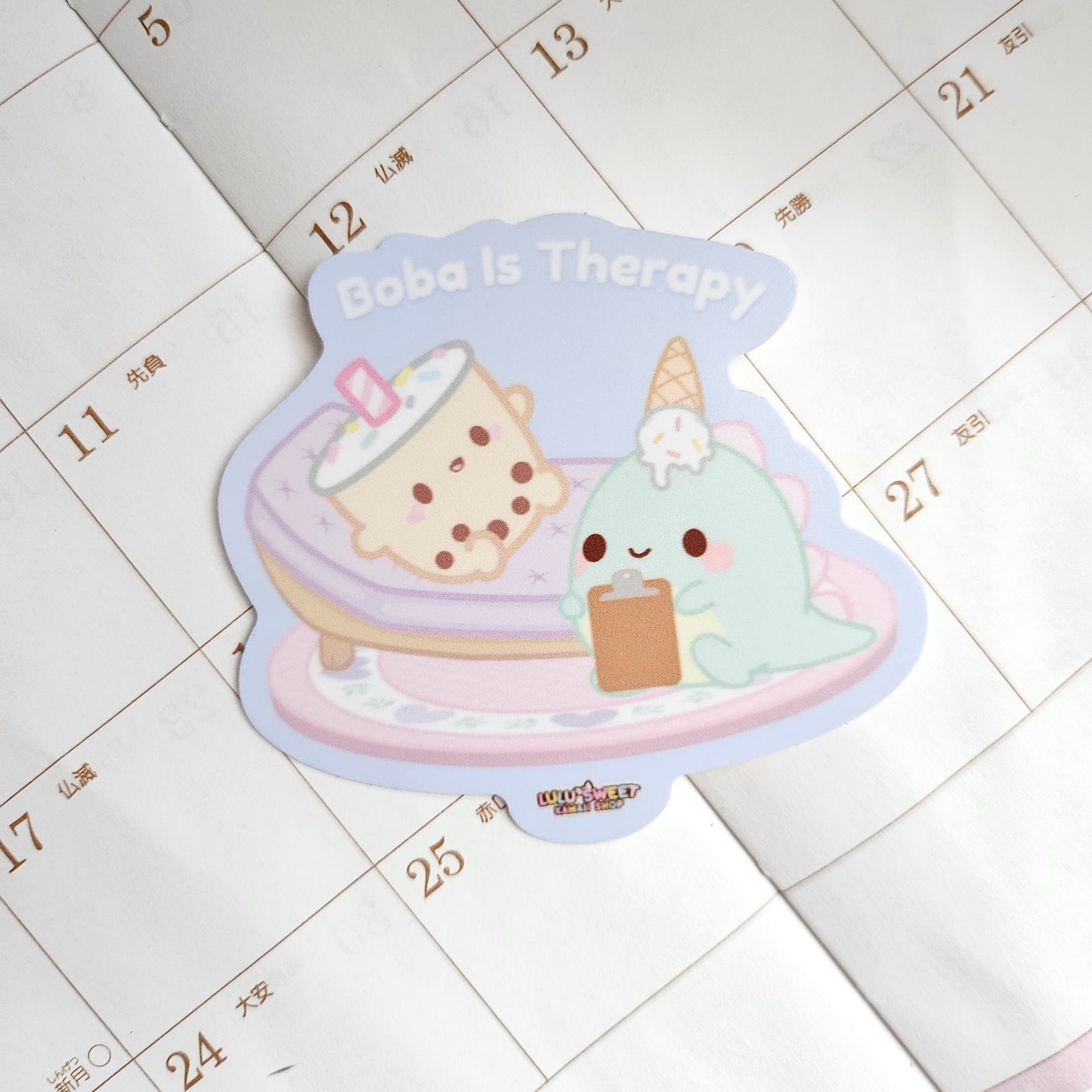 Boba Is Therapy Kawaii Vinyl Sticker