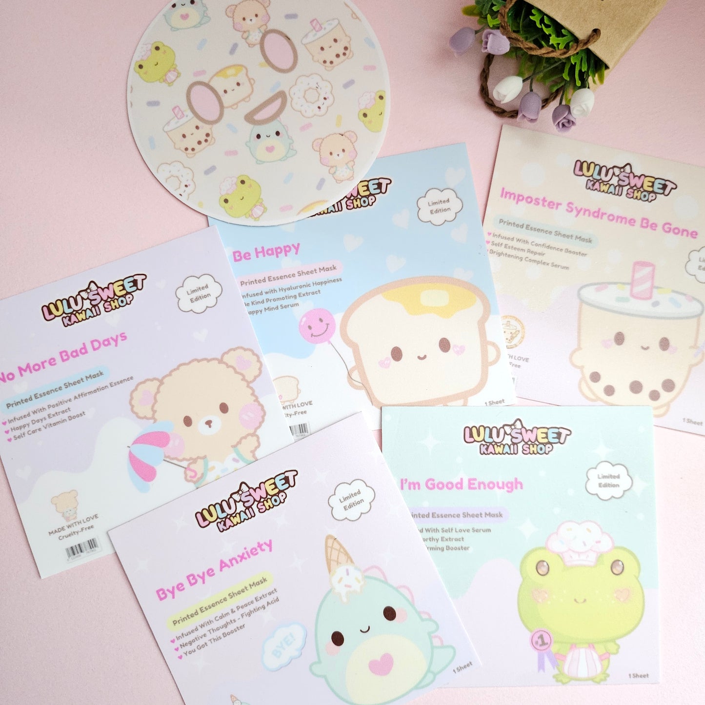 Mental Health Face Mask Kawaii Vinyl Sticker Set