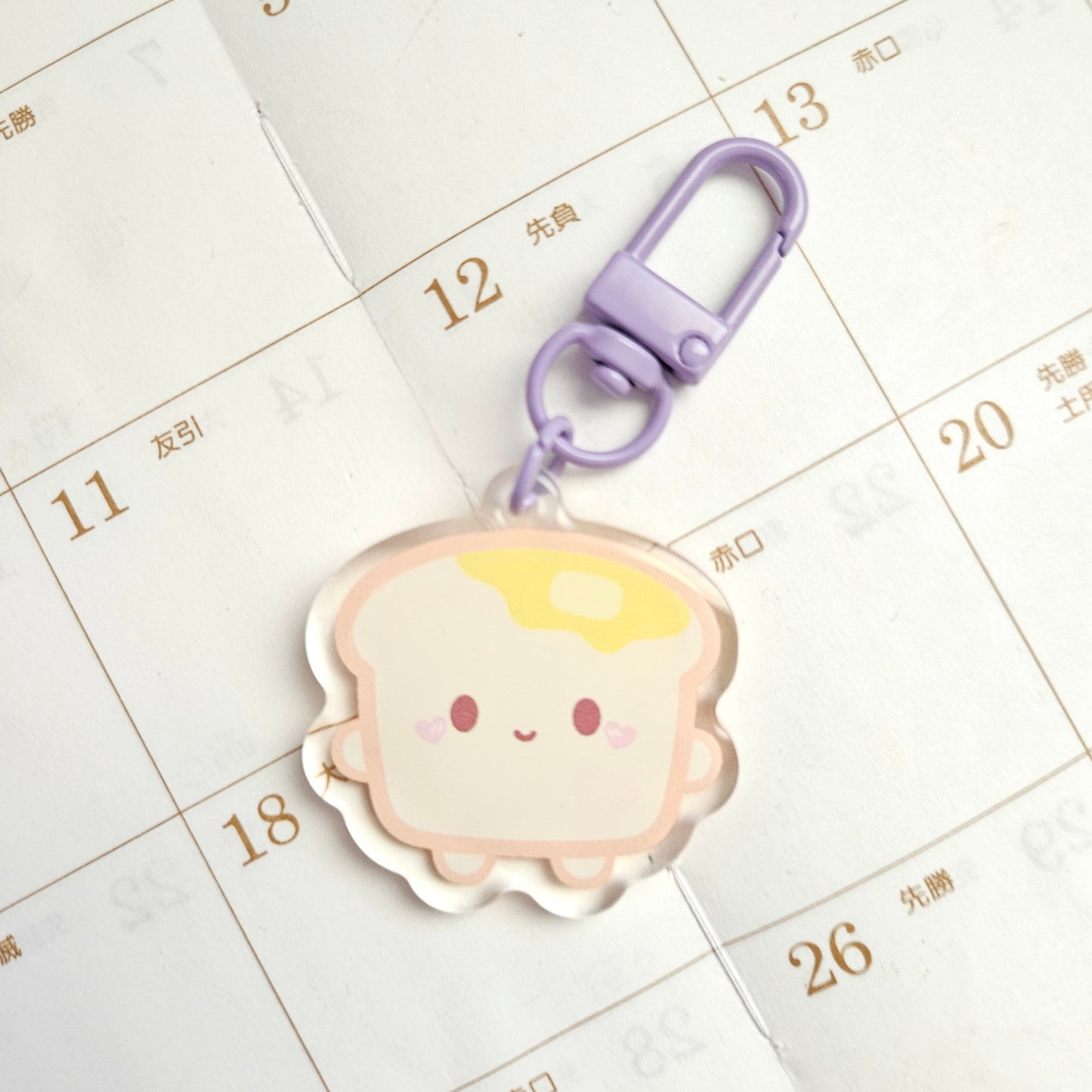 Cute Toast Acrylic Charm/Keychain