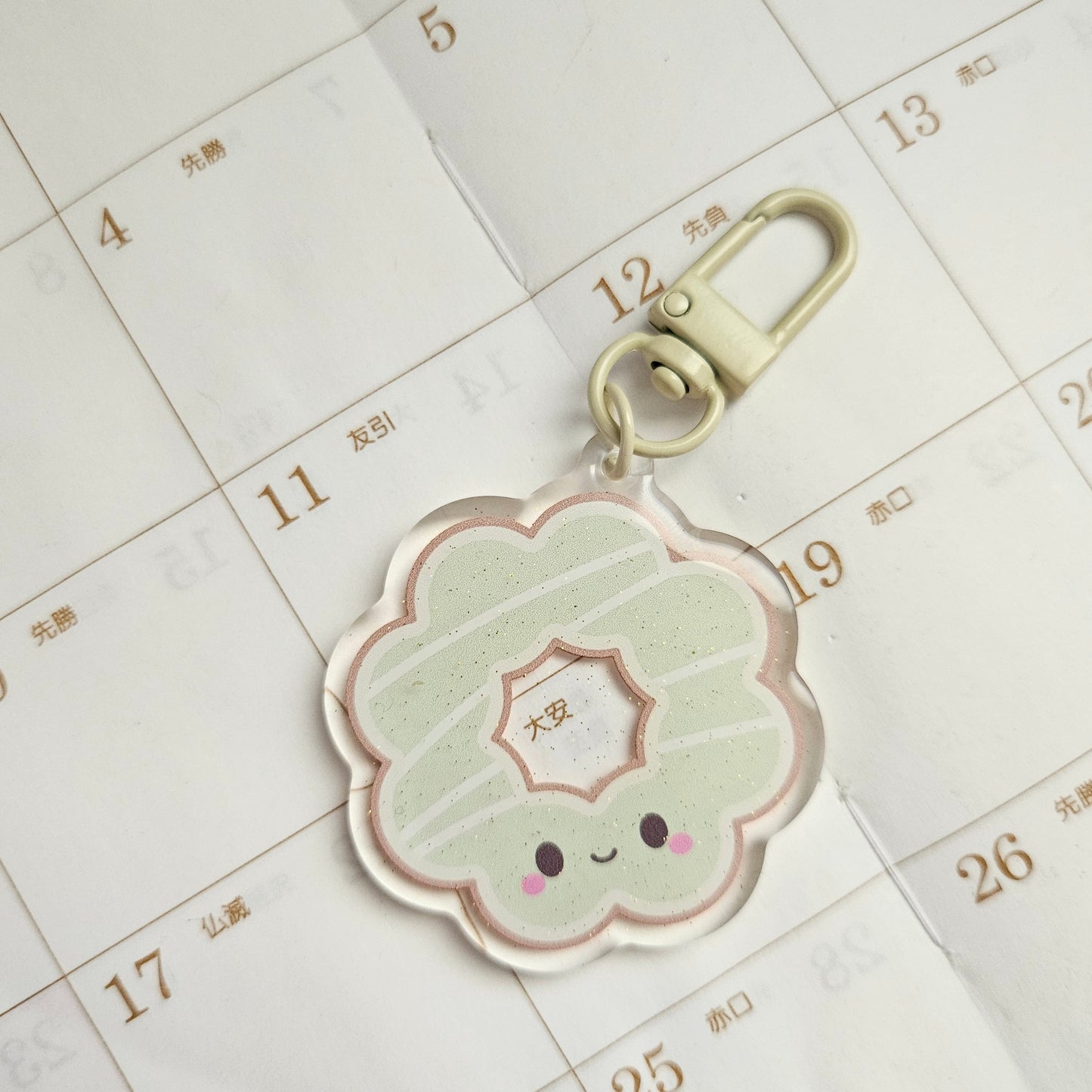 Cute Matcha Mochi Donut Acrylic Charm/Keychain