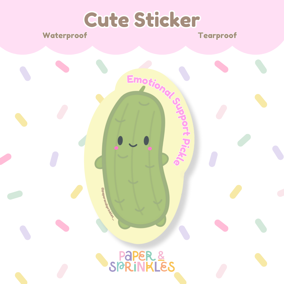 Emotional Support Pickle Vinyl Sticker