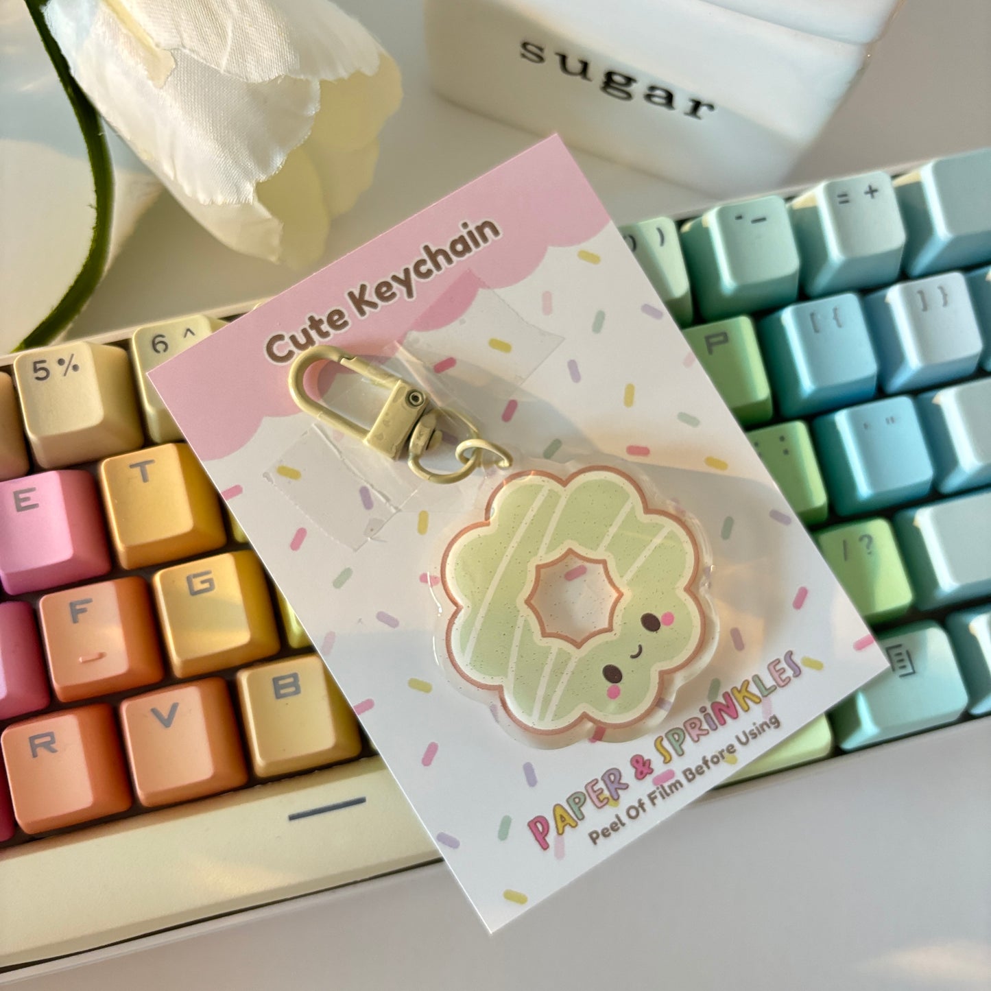 Cute Matcha Mochi Donut Acrylic Charm/Keychain