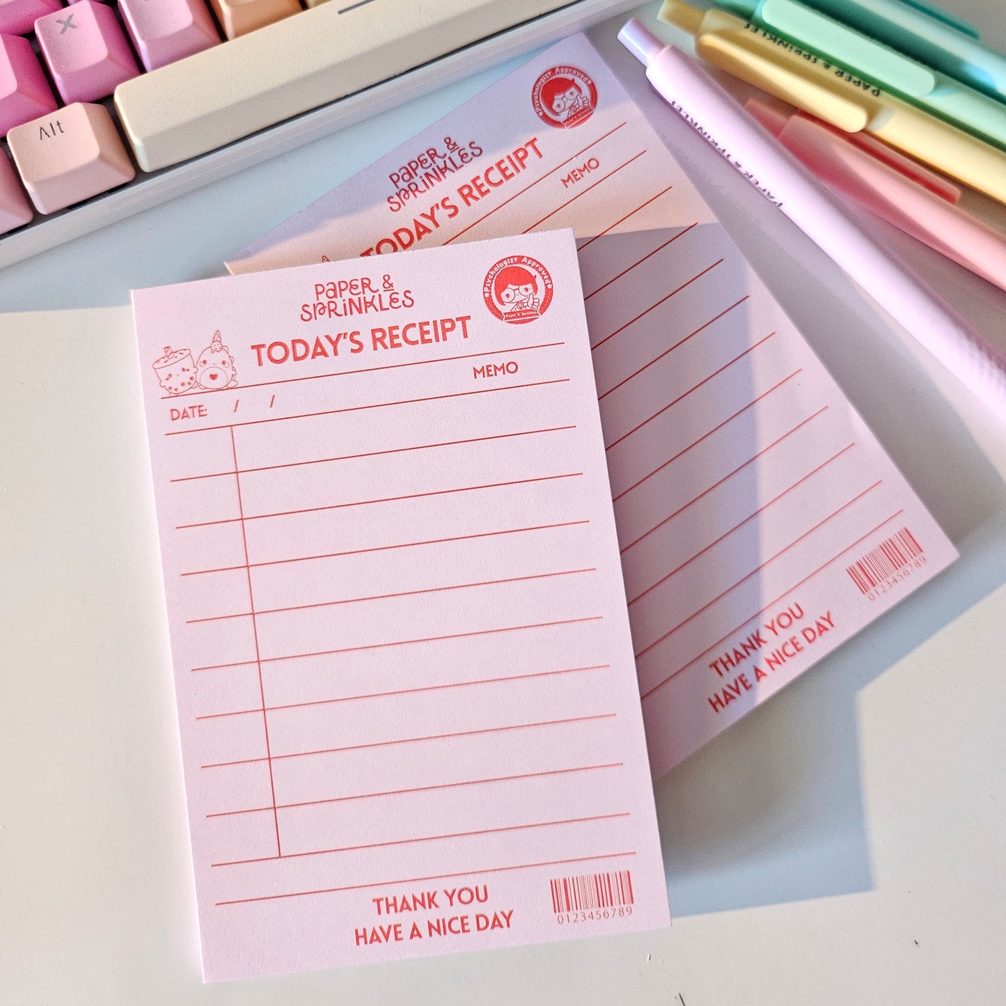 Receipt inspired Note pads