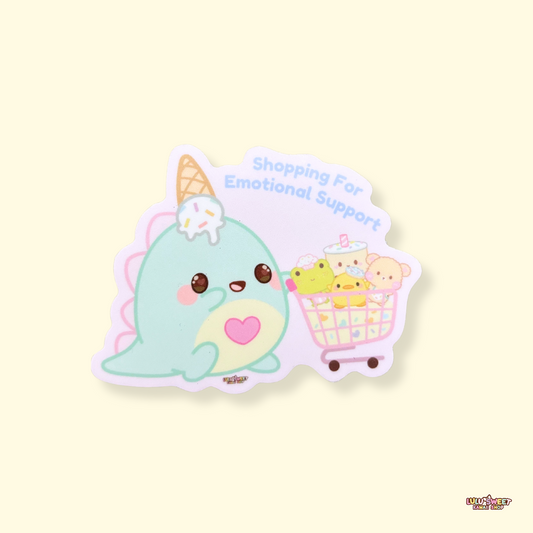 Shopping for emotional support Kawaii Vinyl Sticker