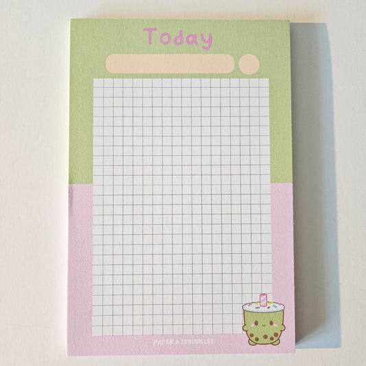 Matcha Strawberry boba inspired notepad